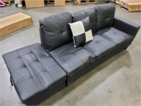 Sectional Sofa Leather - Black Leather