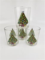 4 Christmas Tree Glasses