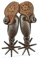 Mexican Chihuahua Silver Inlaid Spurs