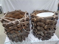 Four Hanging Wood Flower Baskets
