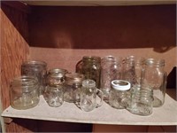 Mixed lot of canning jars, shakers