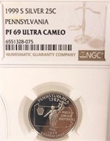 1999 S Pennsylvania Washington Silver Quarter