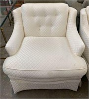 Satin Upholstered Armchair with Tufted Back