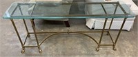Hollywood Regency Sofa Table with Beveled Glass