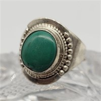 STERLING SILVER TURQUOISE RING SZ 9 ADJUSTABLE