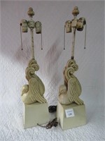A  Pair of Figural Pigeon  Lamps