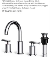 FORIOUS Chrome Bathroom Faucet 3 Hole