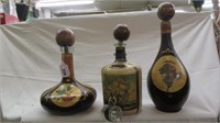 3PC FOUSTO CONFURI LEATHER OVERLAY WINE BOTTLES