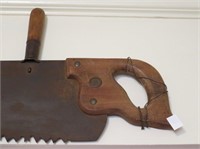 58" "Warranted Superior" Double Hand Saw