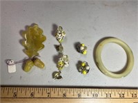 Vintage bracelet, pin, 2 sets earrings, 1 west