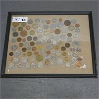 Foreign Coins in Framed Display