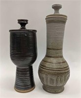 2 Locally Made John Deyoe Art Pottery Vases