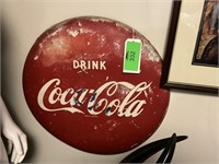 Vintage Coca-Cola button sign 21" Diameter