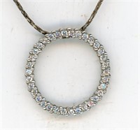 Sterling Pendant &I Chain Rhinestones 20”