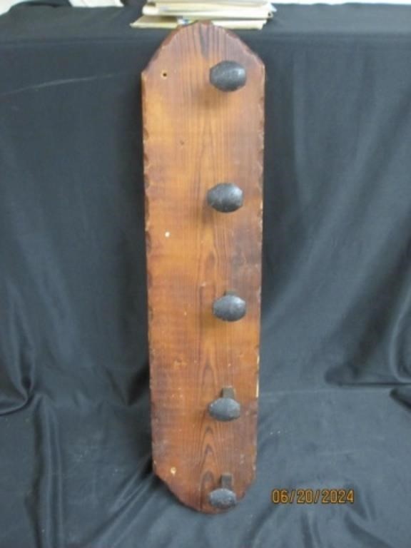 Vintage wood railroad hat or coat rack