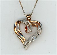Sterling Italy Heart Necklace Gold Tone 18”