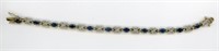 Sterling Tennis Bracelet Blue & Clear 7”