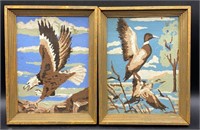 2 VTG Paint by Numbers Paintings of Ducks & Eagle