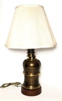 Brass Table Lamp on Wood Base