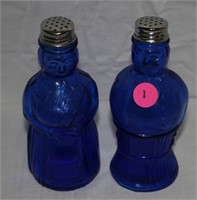 SET OF VTG AUNT JEMIMA & MOSE COBALT BLUE GLASS