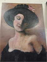 20th Century School "Portrait of a Lady" Oil on