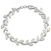 White Opal Leaf Design Bracelet
