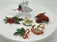 Vintage Selection of Christmas Brooches