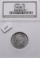 1884 NGC MS62 V NICKEL