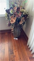 LARGE DECORATIVE VASE WITH FAUX FLORALS