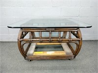 Rattan And Glass Cocktail Table