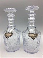 Pair cut glass decanters