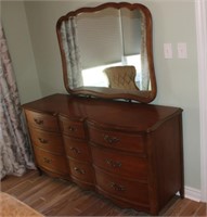 Wooden 9 Drawer Dresser with Mirror