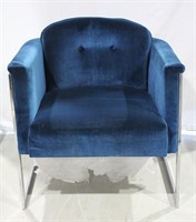 MCM Navy Blue Velvet wChrome Frame Chair