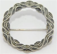Sterling Silver and Marcasite Brooch