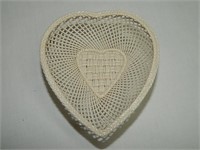 Belleek Porcelain 4 Strand Heart Basket Weave
