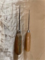 2 WOODEN HANDLED ICE PICKS