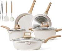 CAROTE Nonstick Pots and Pans Set, White Granite