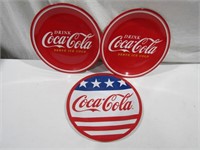 3- Plastic Coca Cola Plates 10 1/2" Dia