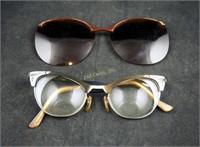 Vtg Black Silver Art Deco Women's Glasses 5 1/4