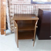Wooded Cabinet on wheels with wire file holder