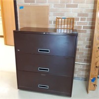 3 Drawer Metal Filing Cabinet / wood mail holder