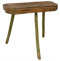 RUSTIC WOOD TABLE W/ GREEN PAINTED LEGS