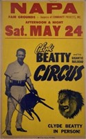 CLYDE BEATTY GIANT RAILROAD CIRCUS WINDOW CARD