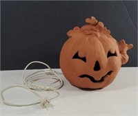 Terra Cotta Clay Jack-O-Lantern Pumpkin and Mice