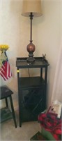 Black table with lamp