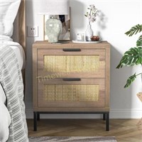 Farmhouse End Table 2 Drawers H0021-Natural