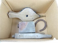 Lot of Misc. Antique Items - Bellows Horseshoe