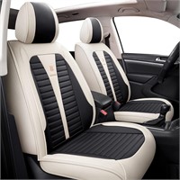 Faux Leather Car Seat Covers (Black/Cream)