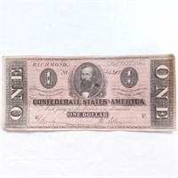 1864 CSA One Dollar Note - Richmond