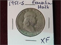 1951 S FRANKLIN HALF DOLLAR 90% XF